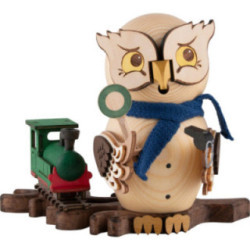 Räuchereule mit Eisenbahn - 15 cm