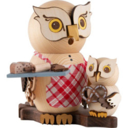 Smoker - Owl Christmas Bakery with Child - 15 cm / 5.9 inch