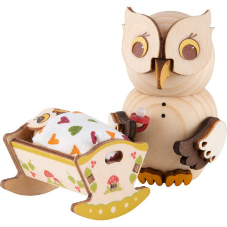 Mini Owl with Baby Cradle - 7 cm / 2.8 inch