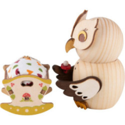Mini Owl with Baby Cradle - 7 cm / 2.8 inch
