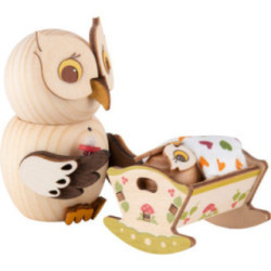 Mini Owl with Baby Cradle - 7 cm / 2.8 inch