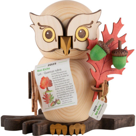Smoker - Owl with Red Oak - Owl of the Year 2025 - 15 cm / 5.9 inch