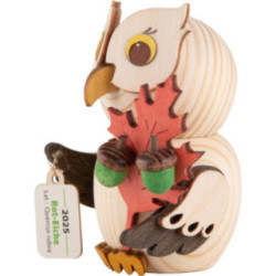 Mini Owl with Red Oak - Owl of the Year 2025 - 7 cm / 2.8 inch
