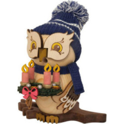 Räuchereule mit Lichterkranz - 15 cm