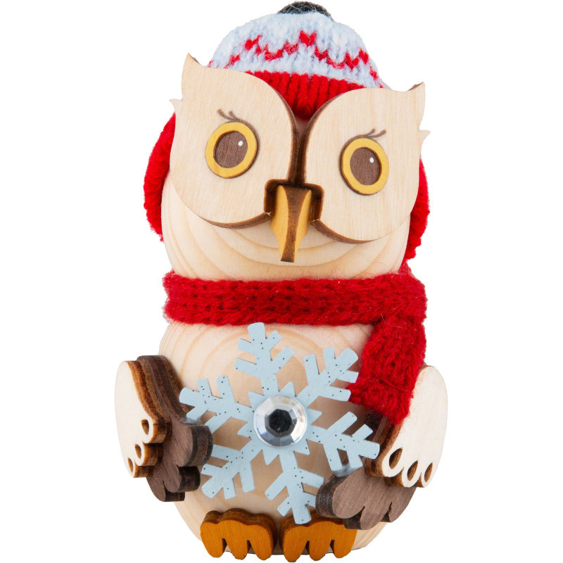 Mini-Eule mit Schneekristall - 7 cm