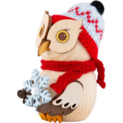 Mini-Eule mit Schneekristall - 7 cm
