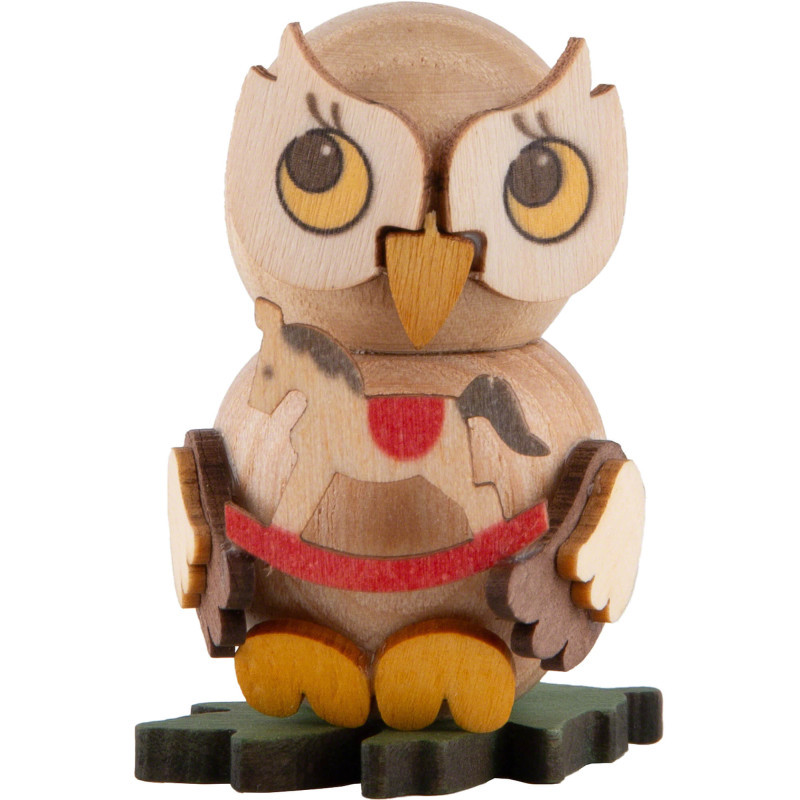 Eulenkind mit Schaukelpferd - 4 cm