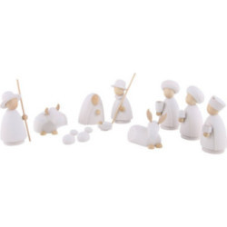 Nativity Set of 11 Pieces White/Natural - Large - 10,0 cm / 4.0 inch