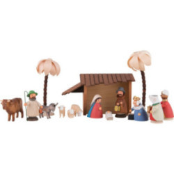Nativity Set of 15 Pieces Colored - 11 cm / 4.3 inch