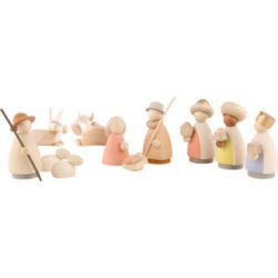 11-teiliges Krippenset lasiert - klein - 7 cm