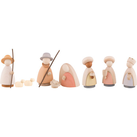 9-teiliges Krippenset lasiert - groß - 10 cm