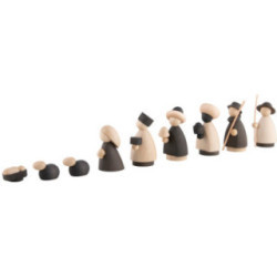 9-teiliges Krippenset natur/anthrazit - klein - 7 cm