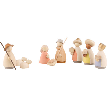 Nativity Set of 9 Pieces Colored - Small - 7 cm / 2.8 inch