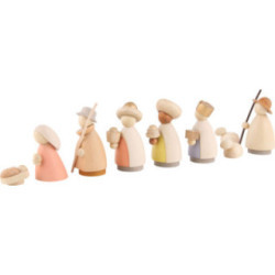 Nativity Set of 9 Pieces Colored - Small - 7 cm / 2.8 inch