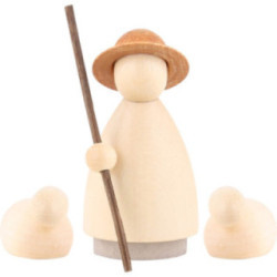 Shepherd with 2 Sheep Colored - Small - 7 cm / 2.8 inch