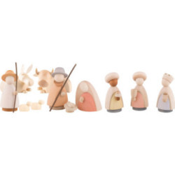 11-teiliges Krippenset lasiert - groß - 10 cm