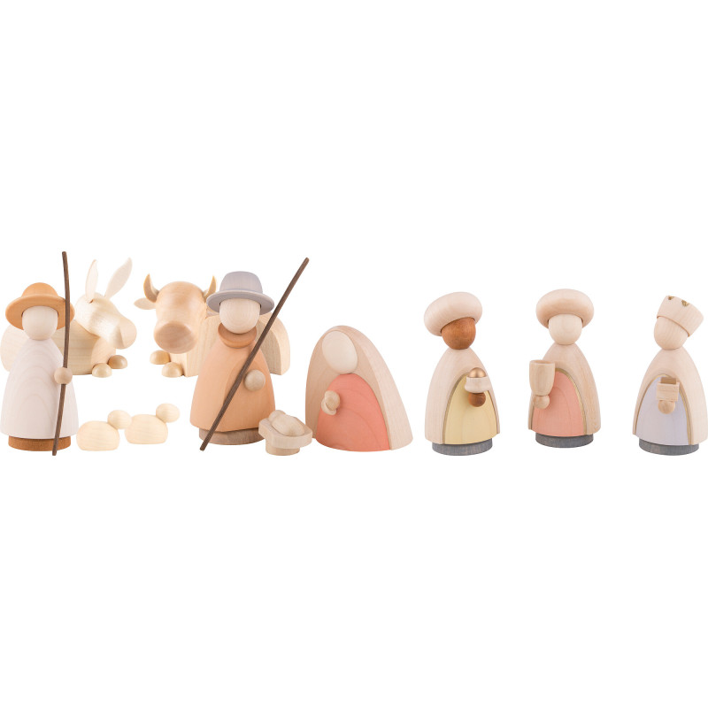 Nativity Set of 11 Pieces Colored - Large - 10,0 cm / 4.0 inch