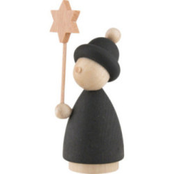 Caroler Child with Star Natural/Anthracite - 7 cm / 2.8 inch