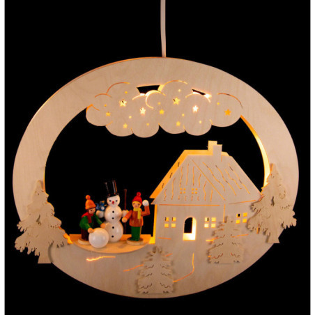 Window Picture - Snowman Building - 32 cm / 12.6 inch