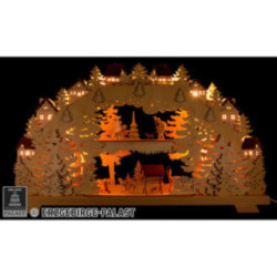 3D-Doppelschwibbogen Wald mit Rehen und Förster - 70x38 cm