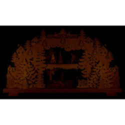 3D-Doppelschwibbogen Wald mit Rehen und Förster - 70x38 cm