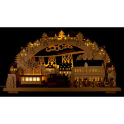 3D-Doppelschwibbogen Eisenbahn mit rauchender Lok - 70x38 cm