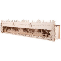 Illuminated Stand - Seiffen Village - with Brown Glazed Roofs - 73x16 cm / 28.7x6.3 inch