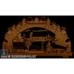 Candle Arch - Village Church and Train - 70x38 cm / 27.6x15 inch