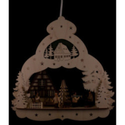 Fensterbild Fachwerkhaus mit Waldleuten - 29,8 cm