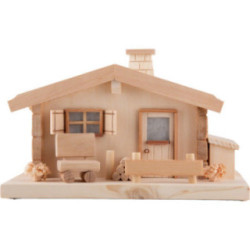 Räucher-Lichterhaus mit Naturdach - 20 cm