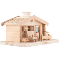 Smoking Lighted Hut - Natural Roof - 20 cm / 7.9 inch