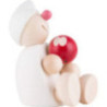 Wicht mit Apfel sitzend - weiß 7,5 cm