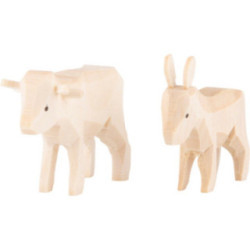 Thiel Figurines Ox and Donkey - natural - 3,5 cm / 1.4 inch