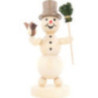 Schneemann mit Besen und Vogel - 12 cm