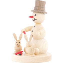 Schneemann mit Hasen - 10 cm