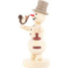 Schneemann mit Laterne und Vogel - 12 cm