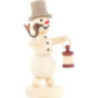 Schneemann mit Laterne und Vogel - 12 cm