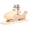 Schneemann Zweierbob mit Zylinder - 12 cm