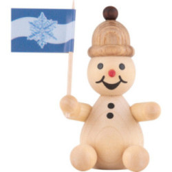 Snowman - Junior "spectator" with flag - 7 cm / 2.8 inch
