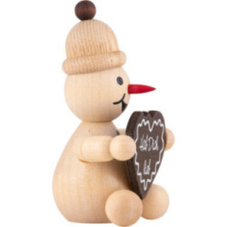 Snowman - Junior "with gingerbread heart" sitting - 7 cm / 2.8 inch