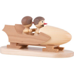 Snowman - Junior "in a two-man bob" with helmet - 10 cm / 3.9 inch