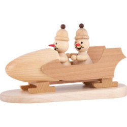 Schneemann Junior "im Zweierbob" mit Mütze - 10,5 cm