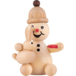 Schneemann Junior "sitzend Hase füttern" - 7 cm