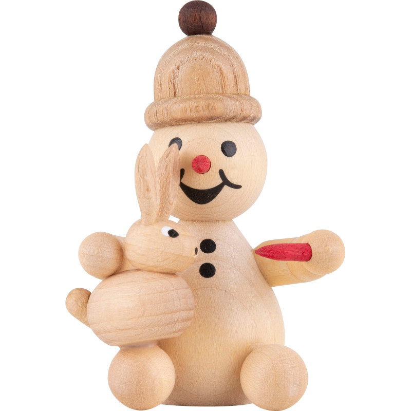 Schneemann Junior "sitzend Hase füttern" - 7 cm