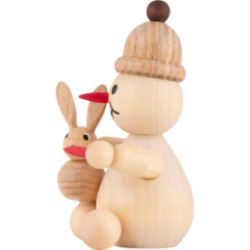 Schneemann Junior "sitzend Hase füttern" - 7 cm