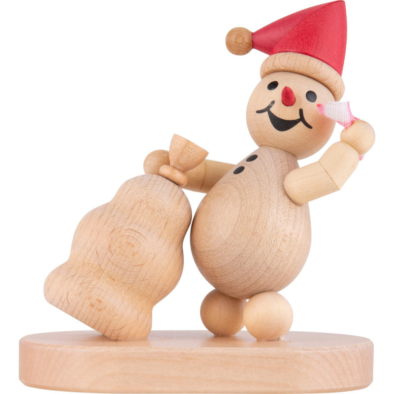 Schneemann Junior "Geschenkezieher" rote Mütze - 10 cm