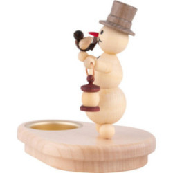 Schneemannleuchter mit Laterne - 12 cm
