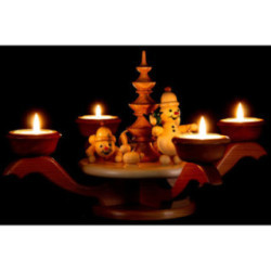Advent Candle Holder - Snowmen - 17 cm / 6.7 inch