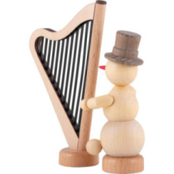 Schneemannmusikant Harfe - 12 cm
