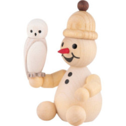 Schneemann Junior mit Schneeeule sitzend - 7 cm